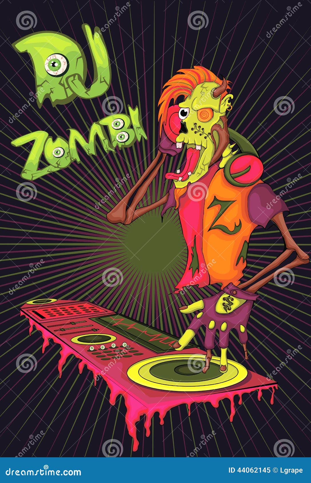 DJ Zombies. Cartoon Character Stock Vector - Illustration of character,  orange: 44062145