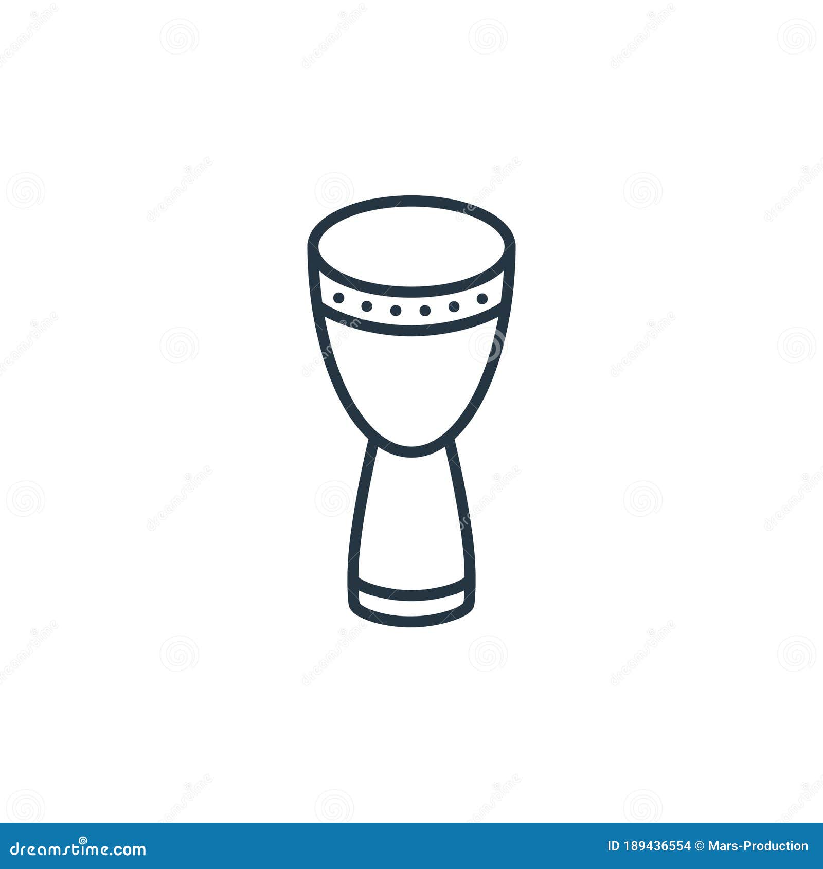 Djembe Vector Icon Isolated on White Background. Outline, Thin Line