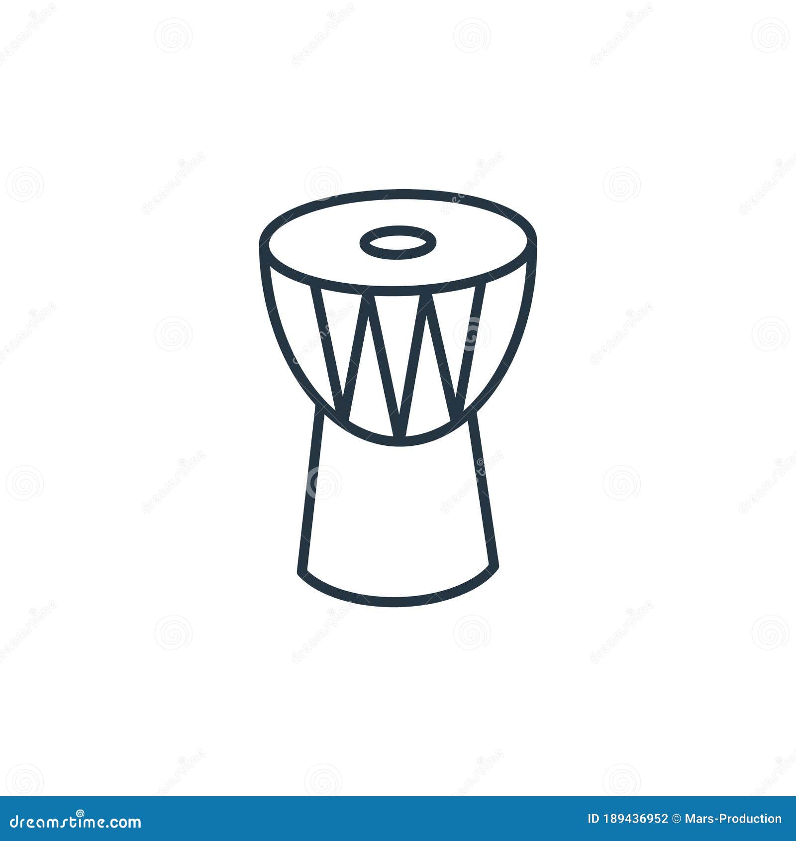 Djembe Vector Icon Isolated on White Background. Outline, Thin Line