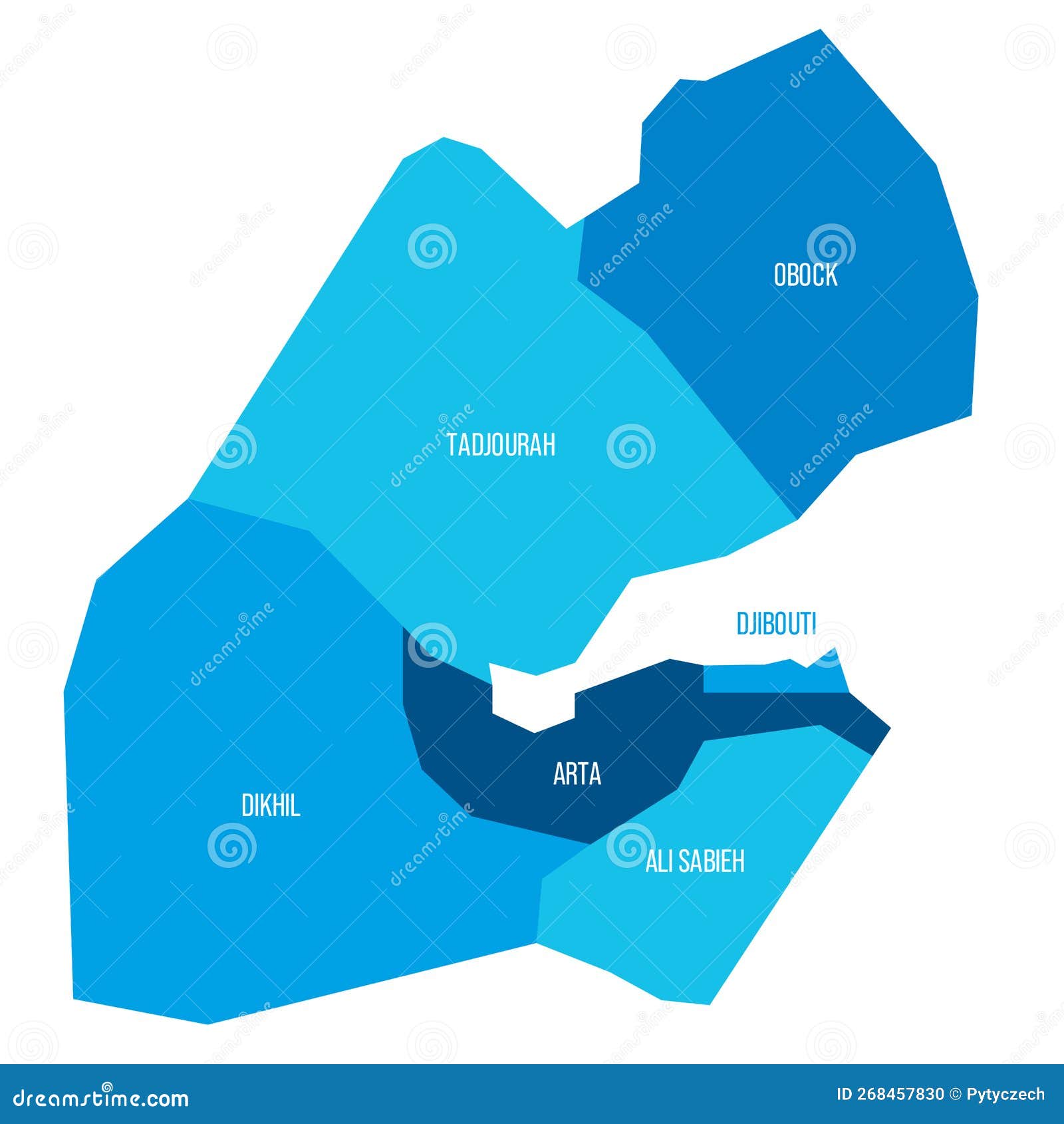 Djibouti Political Map Of Administrative Divisions Stock Vector Illustration Of Regional