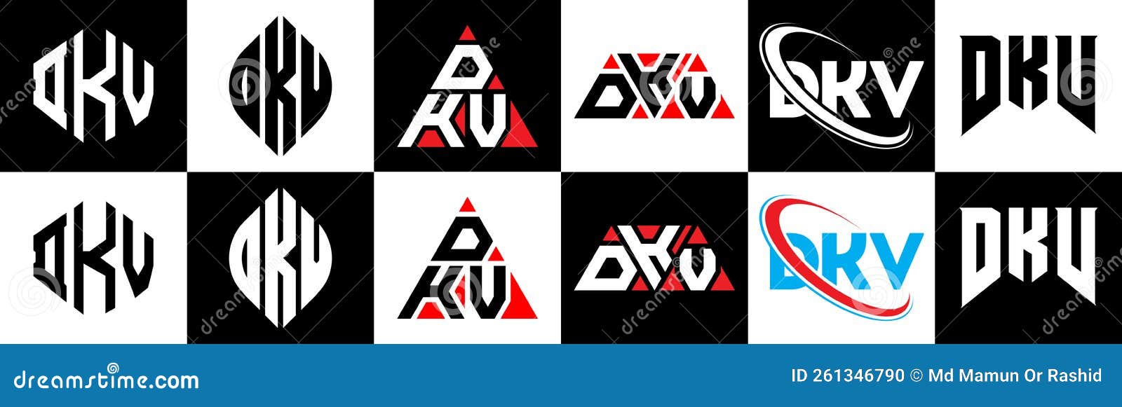 Dkv Letter Logo Design In Six Style Dkv Polygon Circle Triangle
