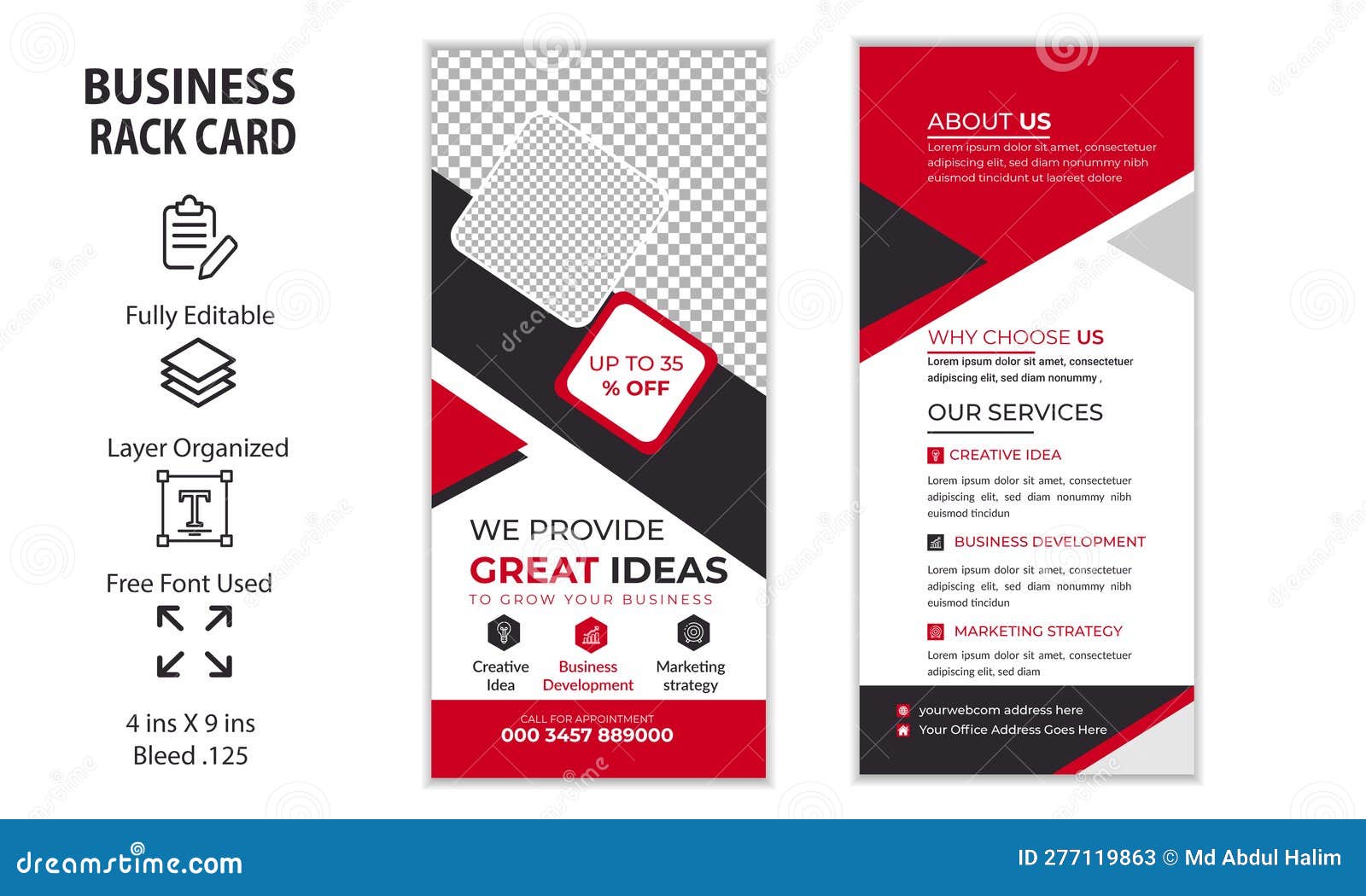 DL Flyer Rack Card Template Design for Corporate Business Stock Image