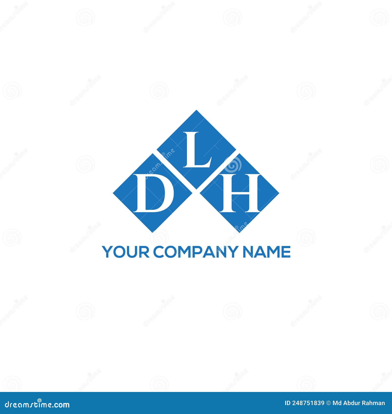 DLH Letter Logo Design on WHITE Background. DLH Creative Initials