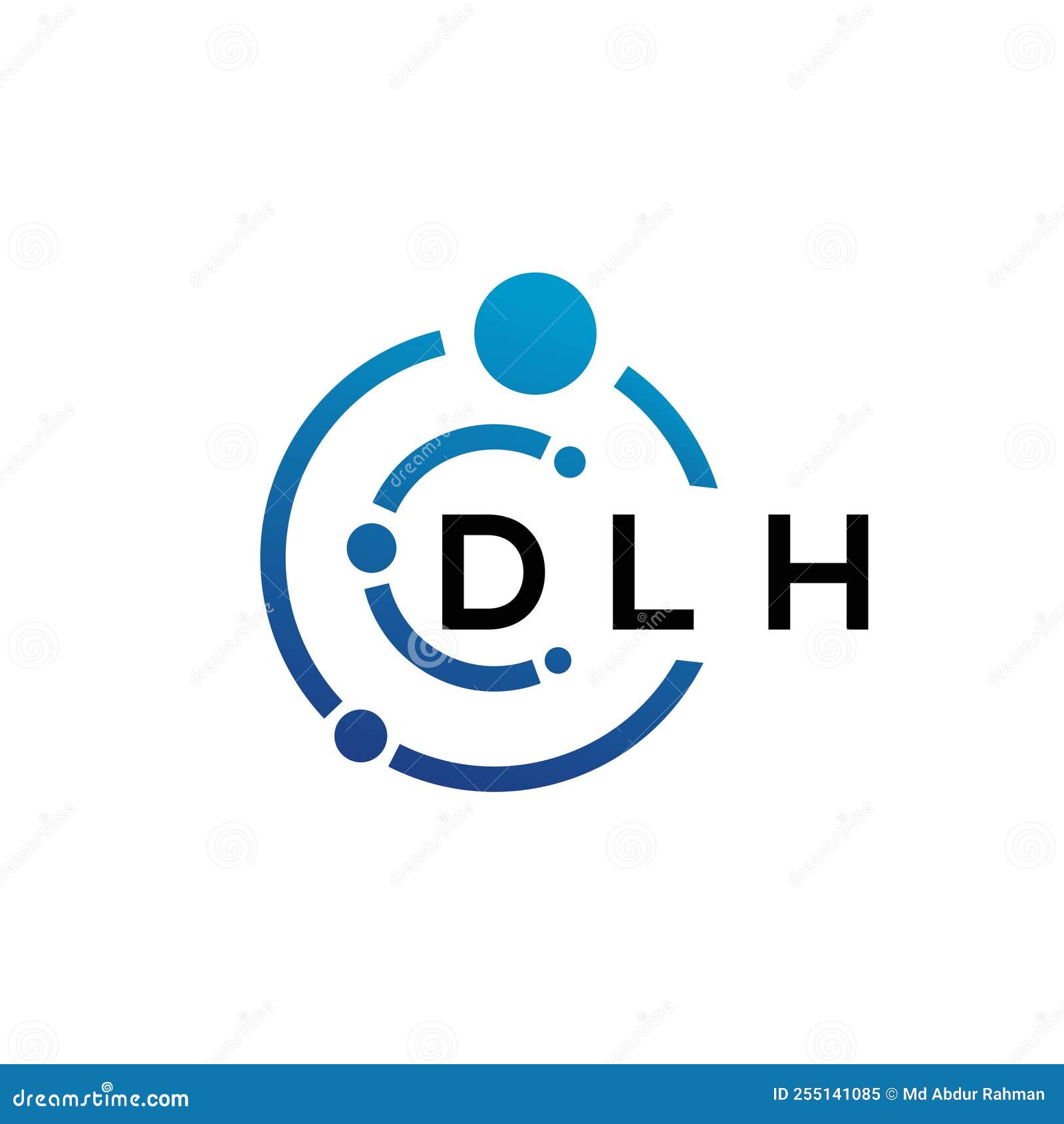 DLH Letter Logo Design on White Background. DLH Creative Initials