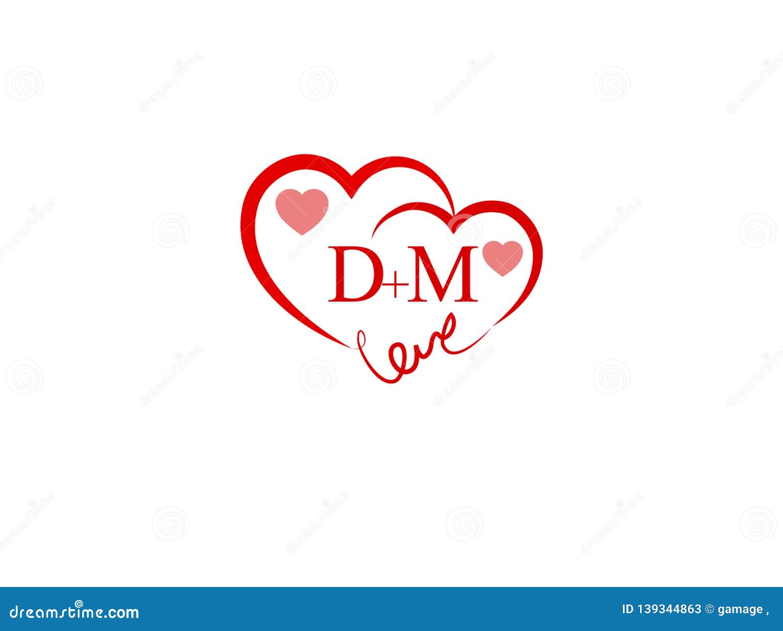 DM Initial Heart Shape Red Colored Logo. Stock Vector - Illustration of  square, flat: 139344863