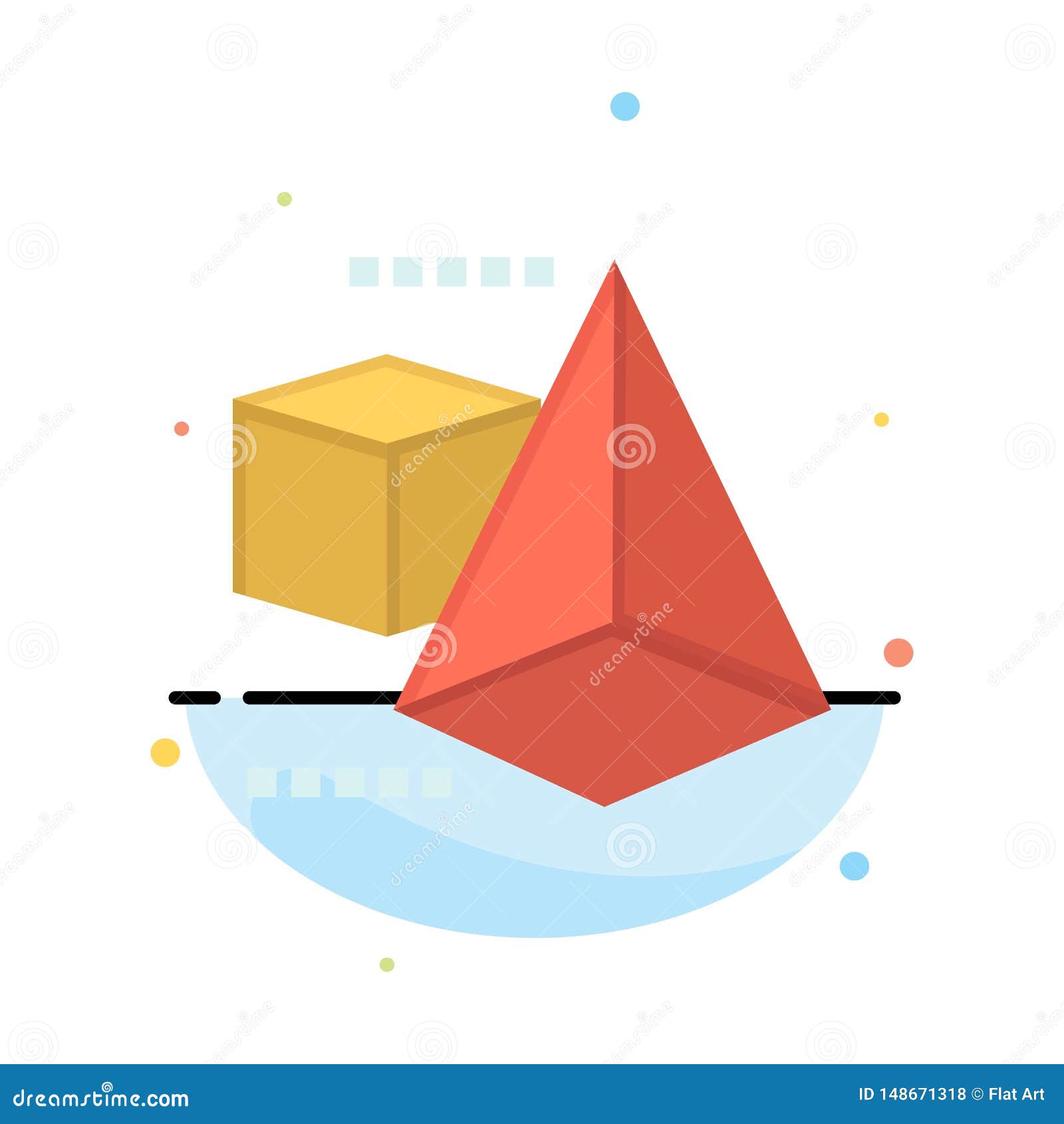 3dmodel, 3d, box, triangle abstract flat color icon template