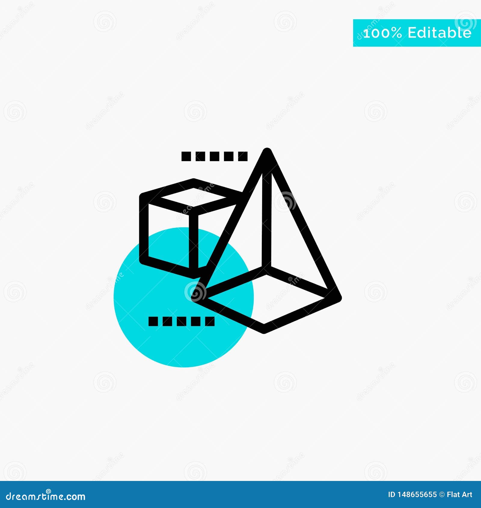 3dmodel, 3d, box, triangle turquoise highlight circle point  icon
