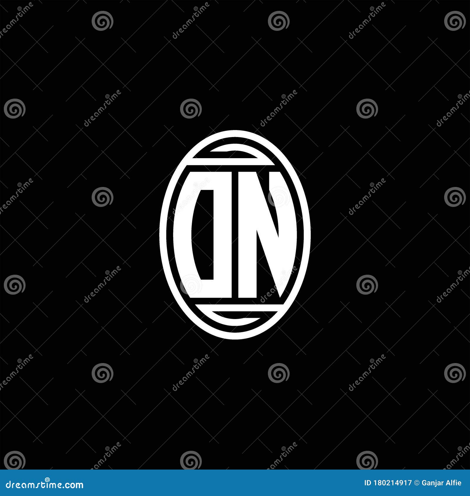 dn monogram logo  on oval rotate 