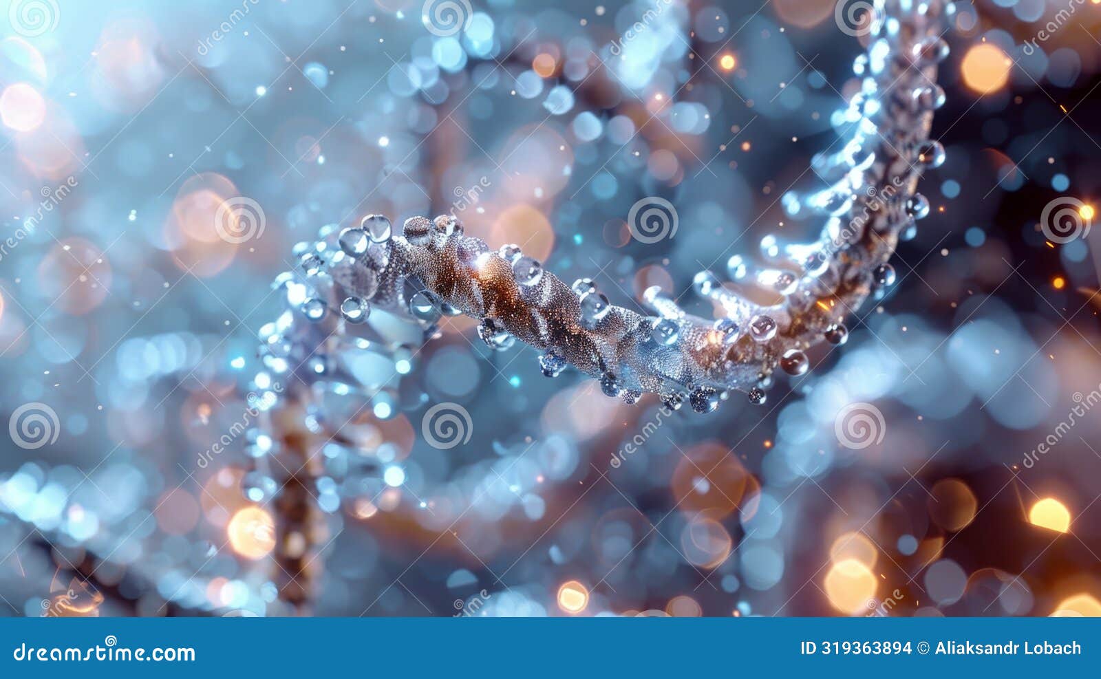 dna double helix with luminous particles on an abstract background . biotechnology and scientific concept for genetic