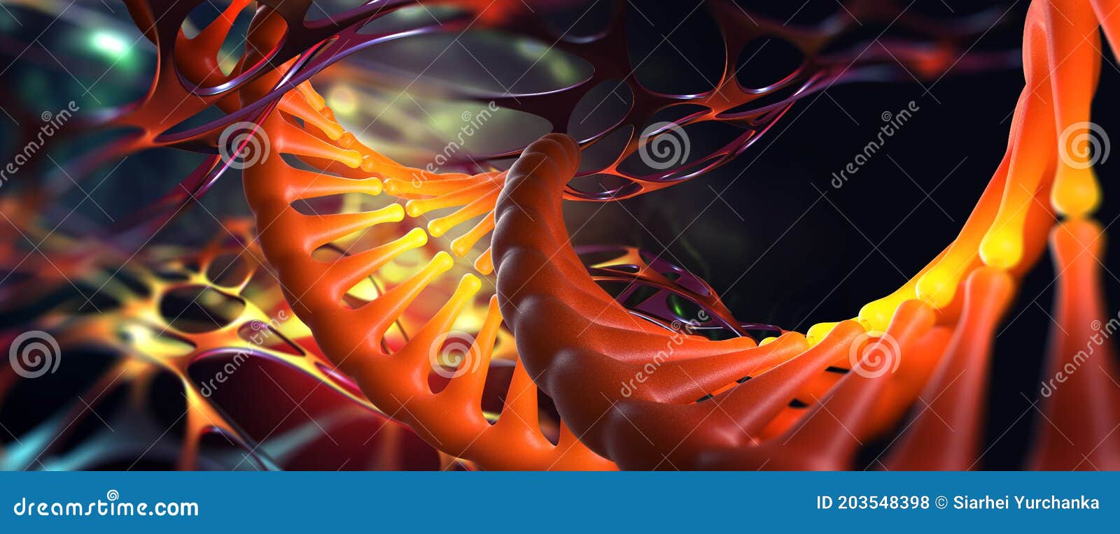 dna helix. scientific research. genome decoding and medical innovation. 3d  of a dna molecule