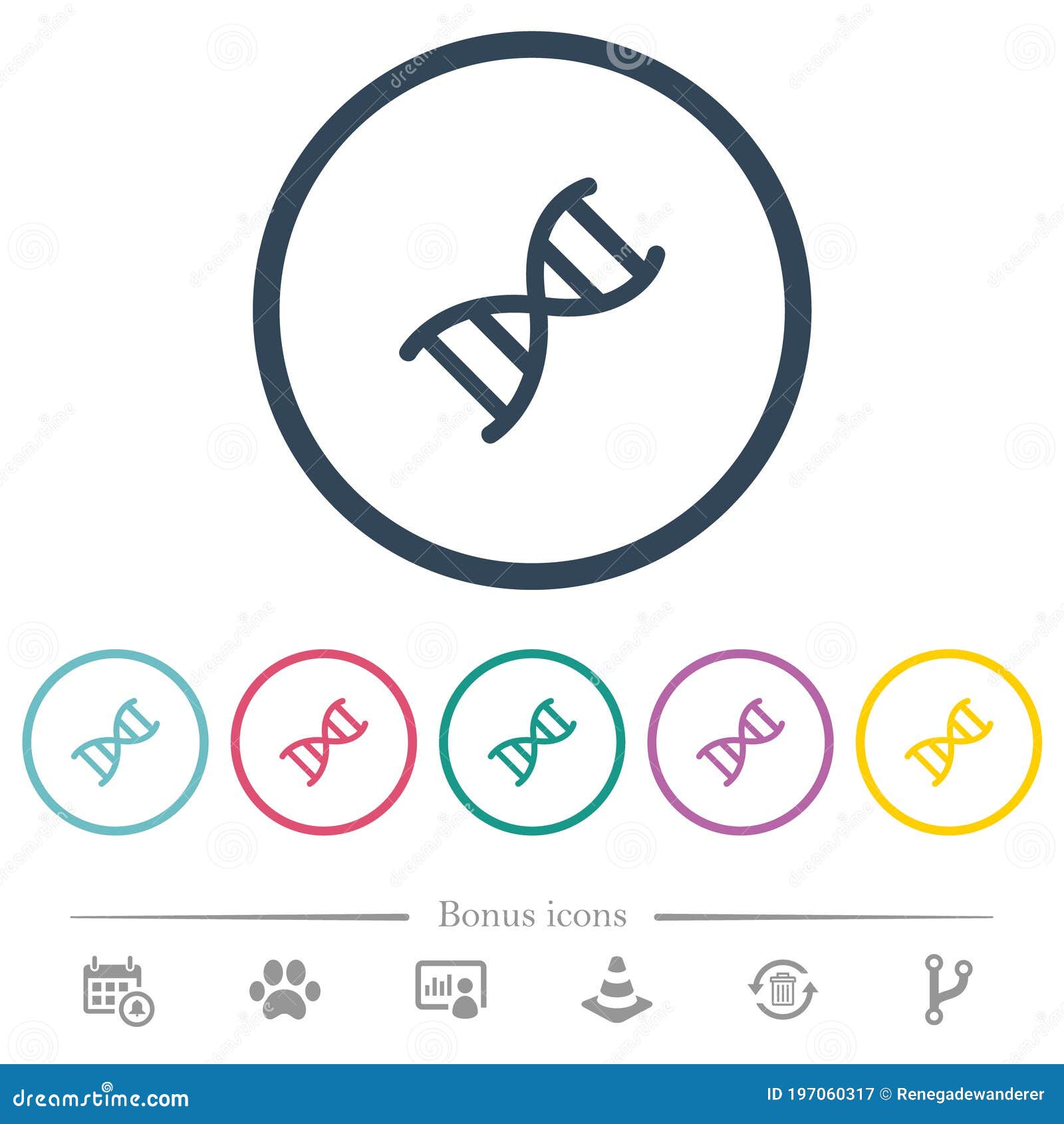 dna molecule flat color icons in round outlines