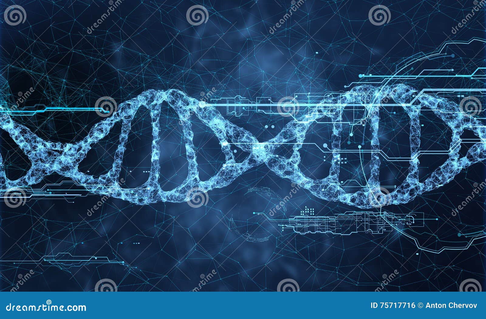 DNA technology hologram stock illustration. Illustration of interactive