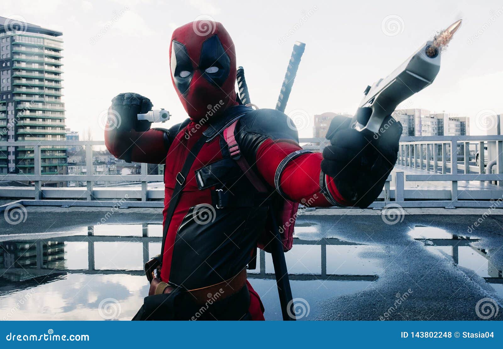 Deadpool, action pose, comic book style on Craiyon
