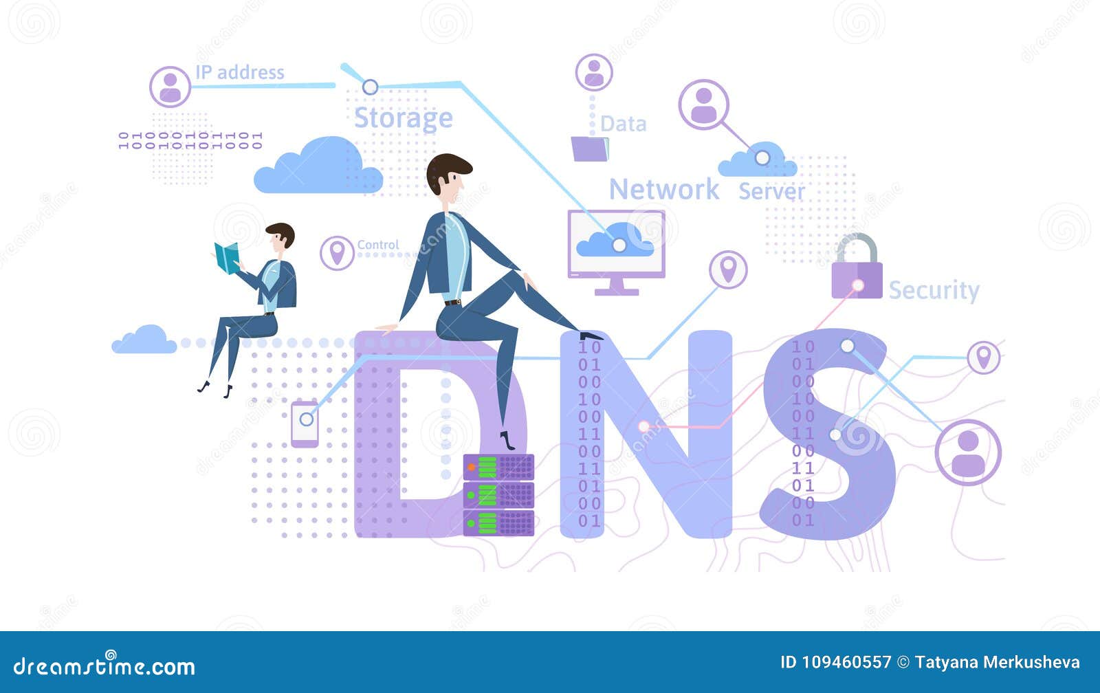 dns concept, domain name system. decentralized naming system for computers, devices, services, or other resources