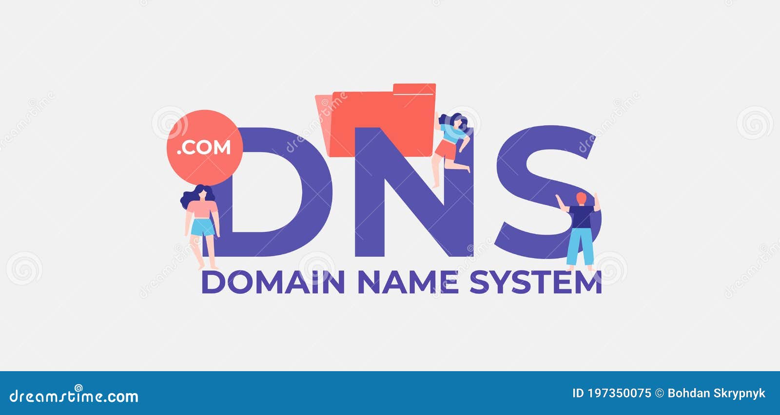 DNS Domain Name System. Digital Graphic Scripts and Business Monitoring