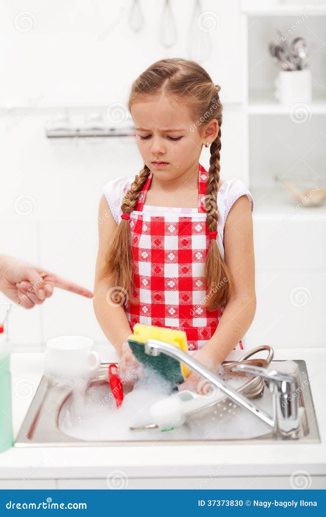 do the dishes this instant - child ordered to wash up tableware