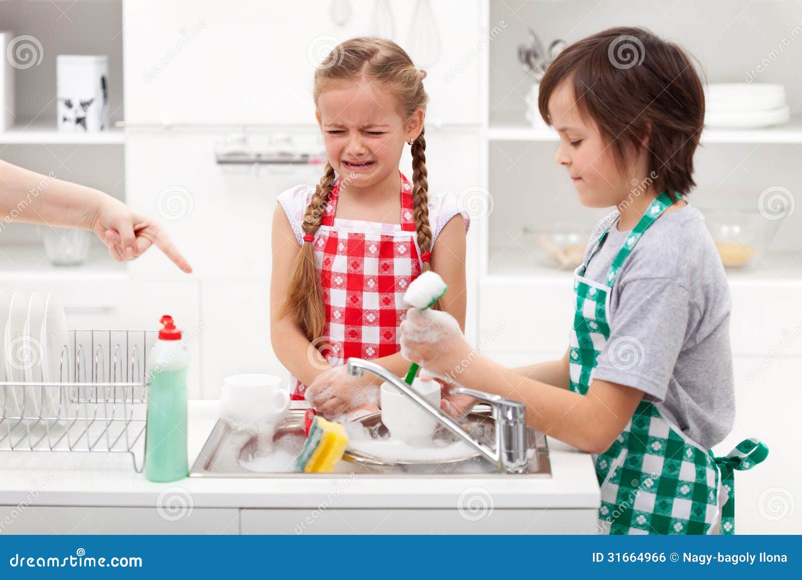 do the dishes - kids ordered to help in the kitchen