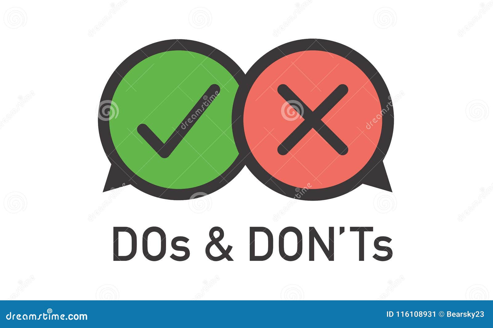 do and don`t or good and bad icons with positive and negative sy