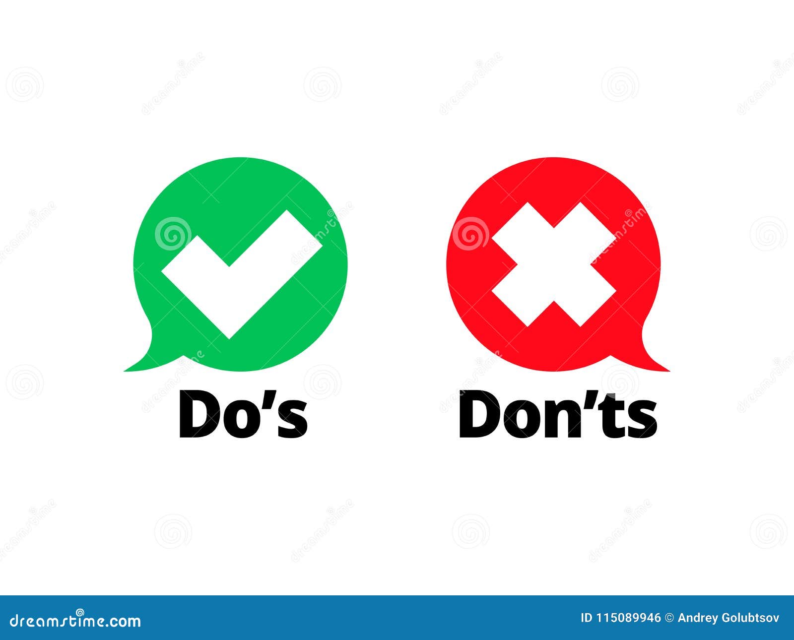 do and dont check tick mark red cross  icon