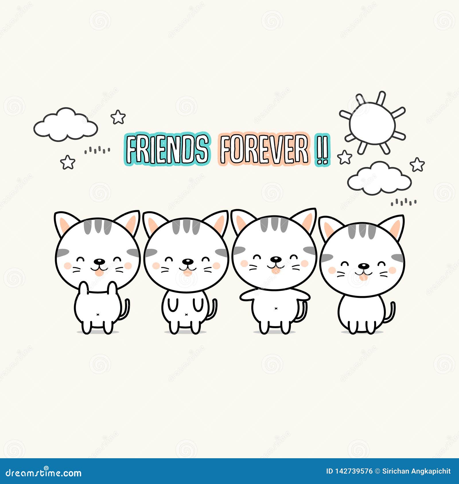 Desenhos kawaii para colorir, desenhar e imprimir - animais, bff