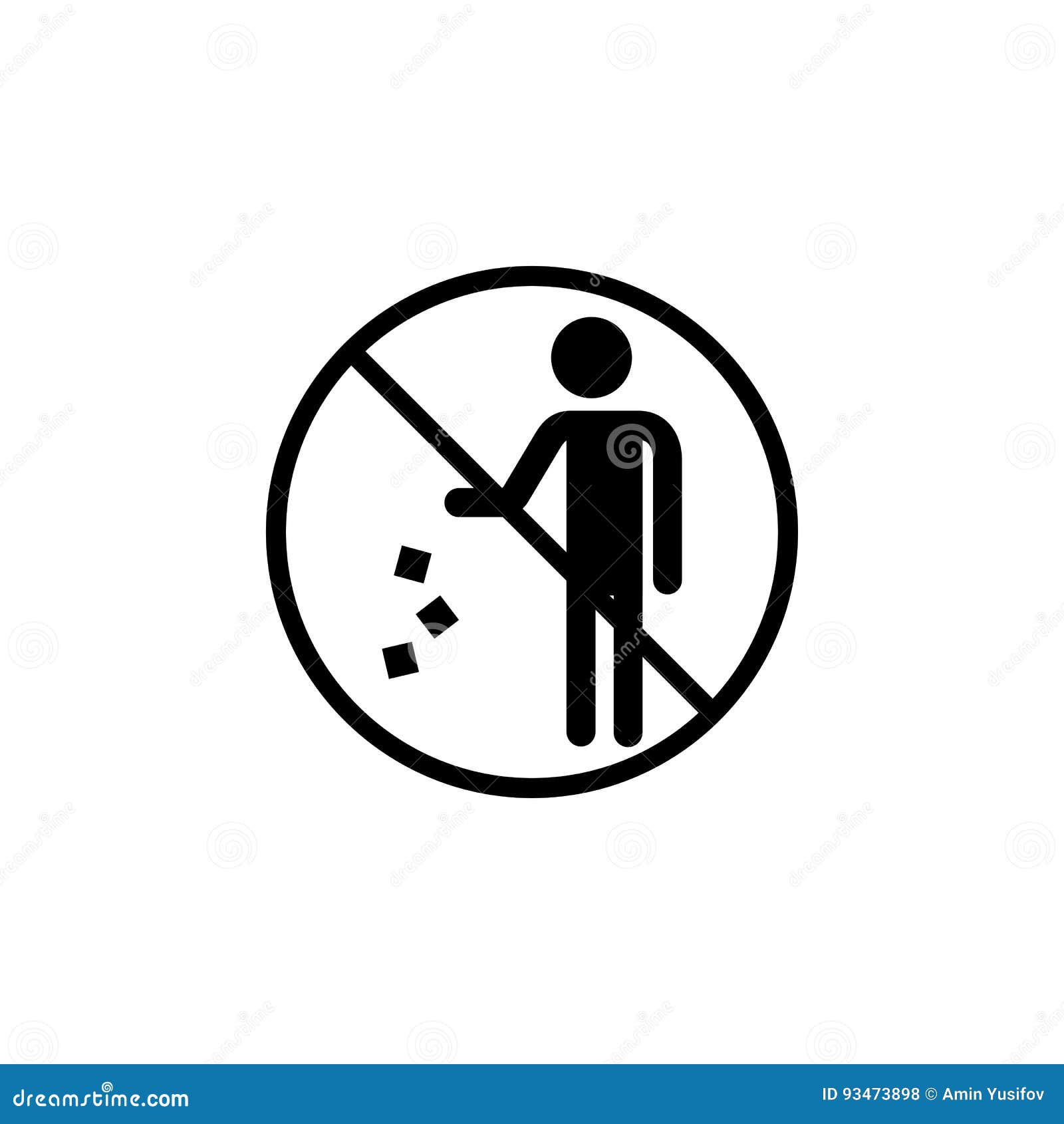 Do Not Litter Line Icon, Prohibition Sign Stock Vector Illustration