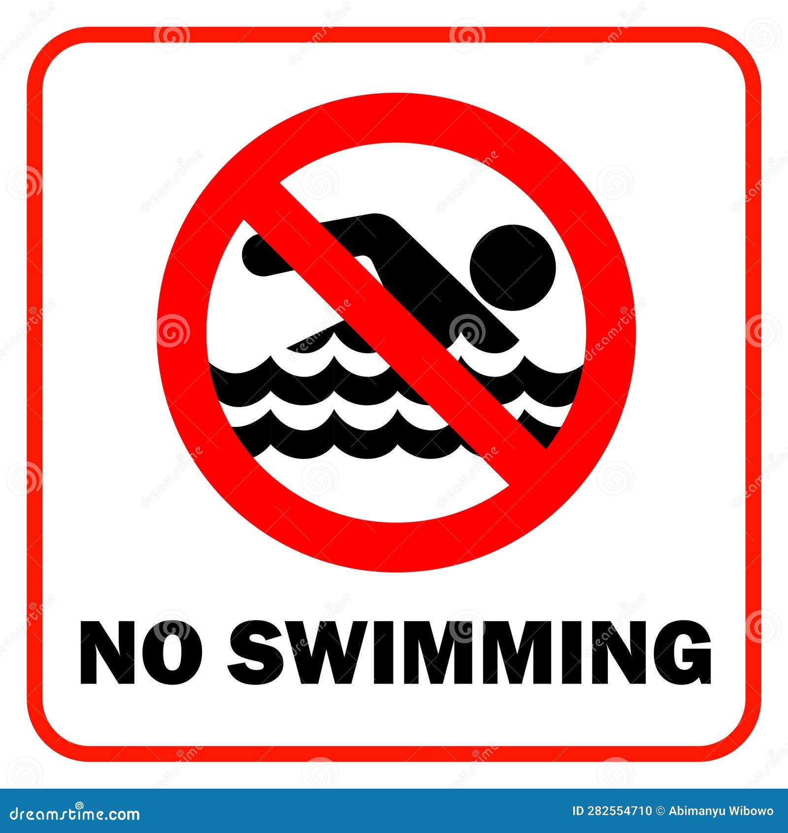 Do Not Swim No Swimming Sign with Warning Text Stock Vector