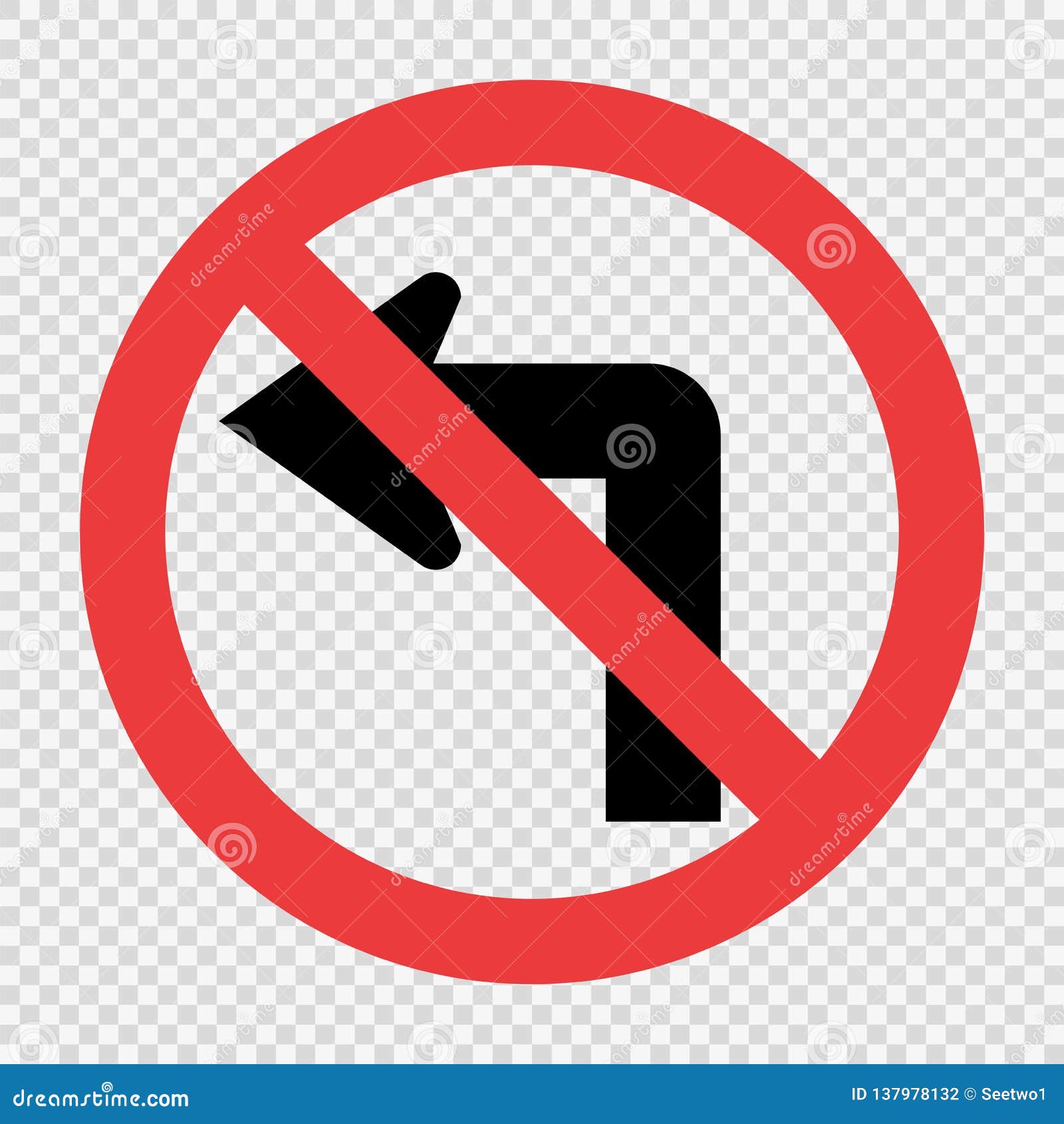 Do Not Turn Left Traffic Sign on Transparent Background Stock Vector ...