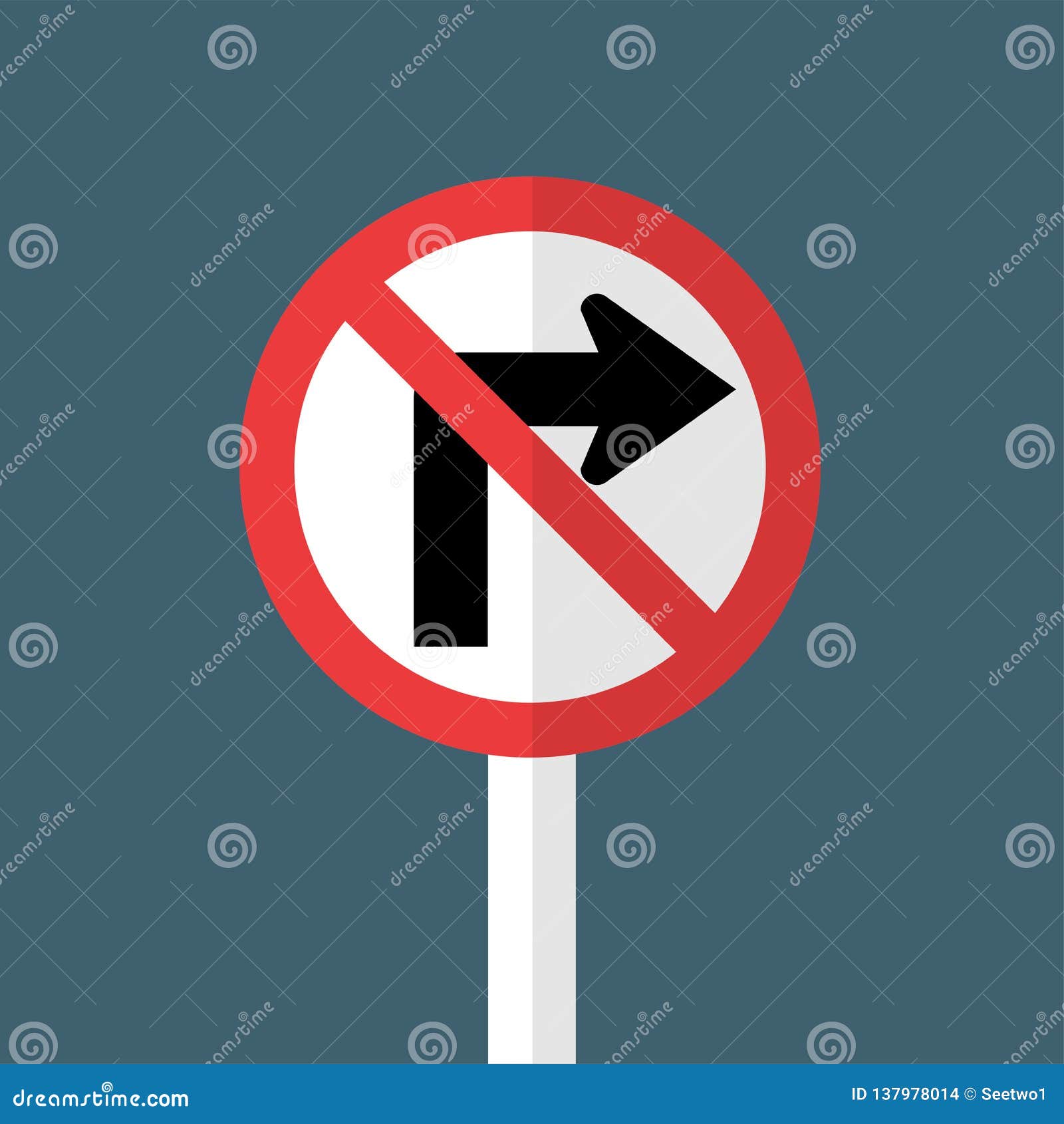 Do Not Turn Right Traffic Sign Stock Vector Illustration of icon
