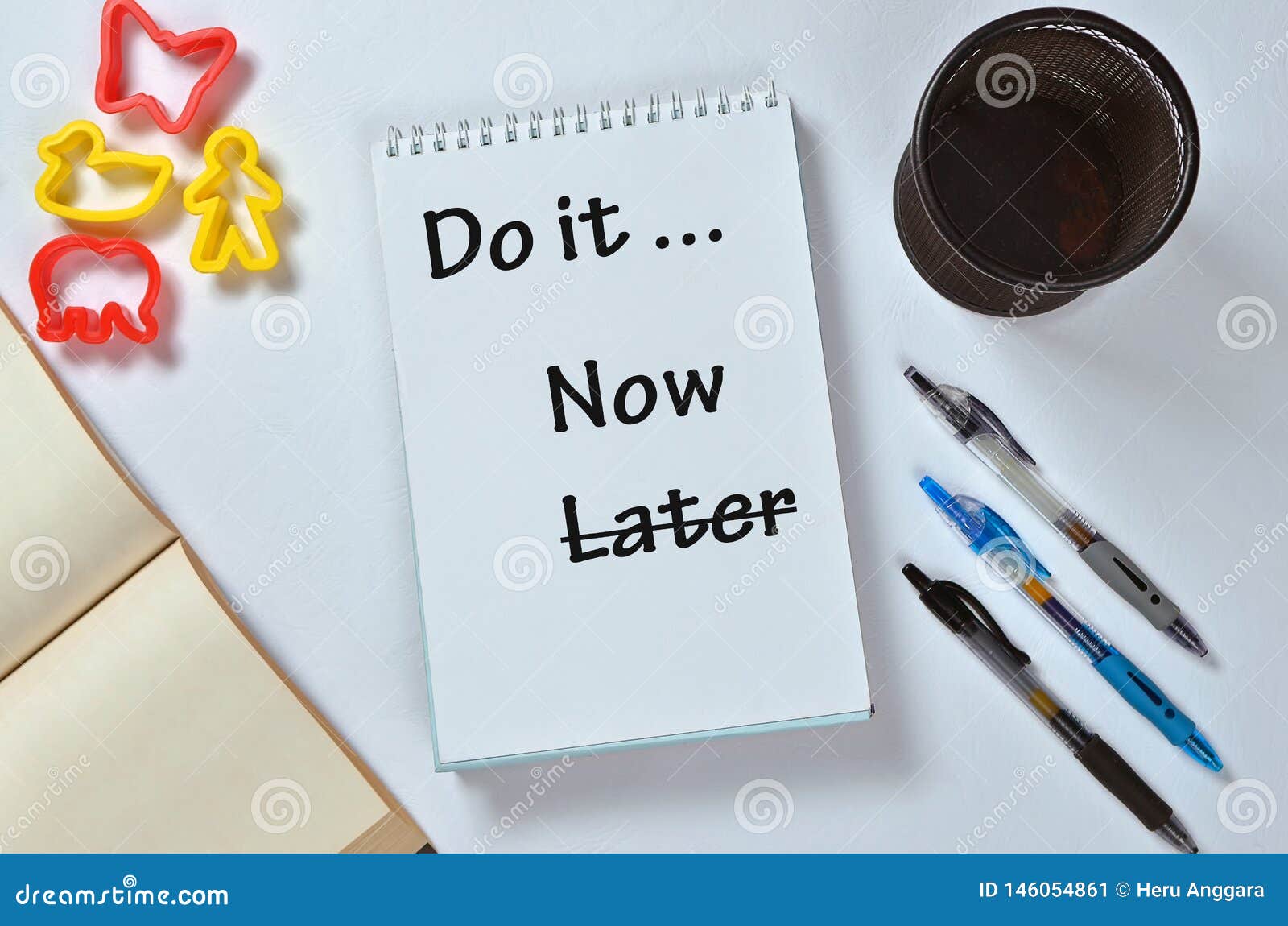 Do it Now Not Later Text on Notepad with Office Accessories ...