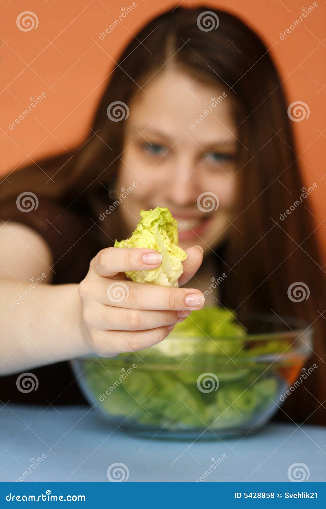 Do you like salad? stock photo. Image of lifestyle, girl - 5428858