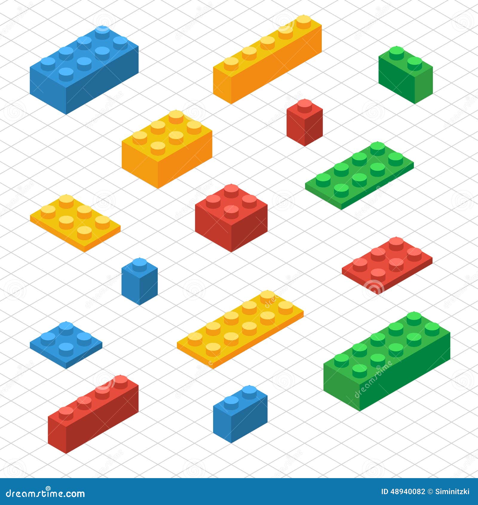 Do Your Self Set Of Lego Blocks In Isometric View Stock Vector