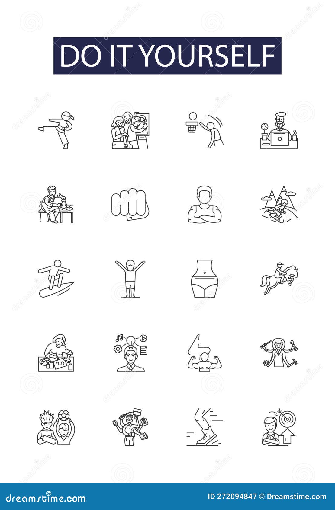 do it yourself line  icons and signs. self-help, autonomy, construct, craft, fabricate, improvise, make, mend