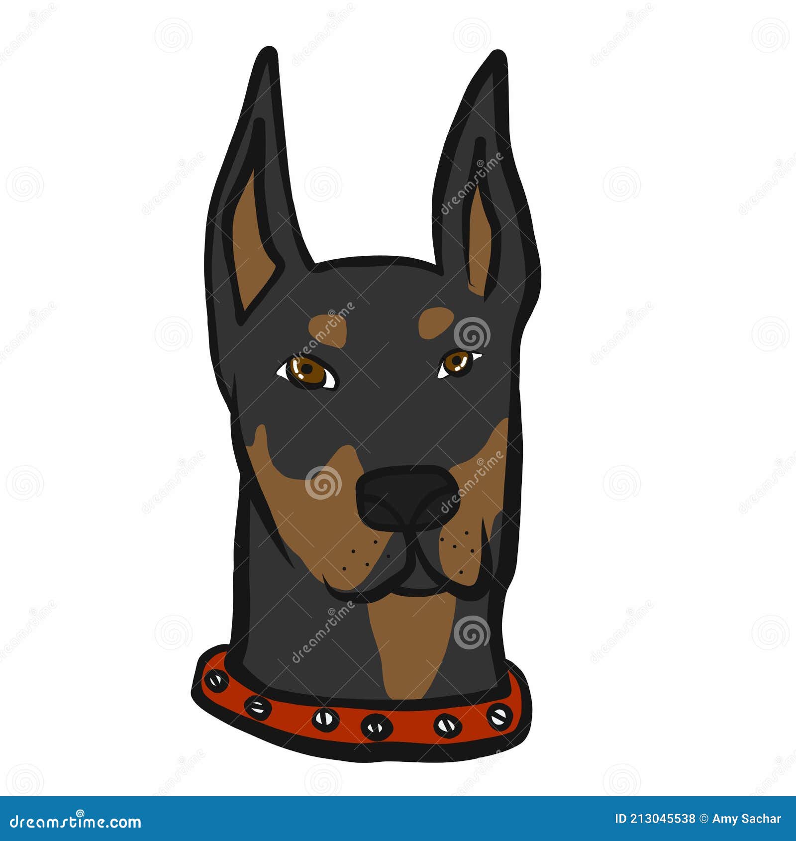 Doberman Cara De Perro Vector De Dibujos Animados Ilustración del Vector -  Ilustración de lealtad, adorable: 213045538