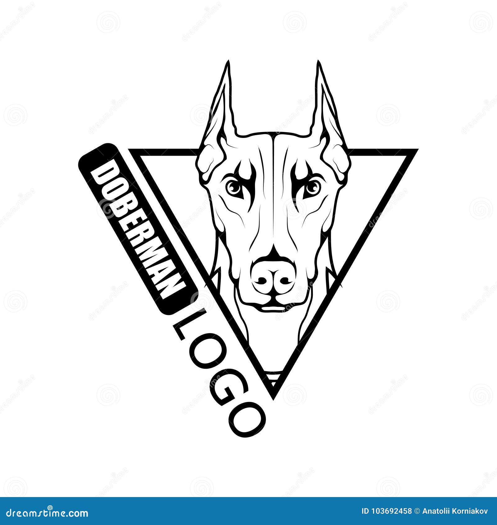 Line Art Doberman Pinscher Dog Logo Design - TemplateMonster