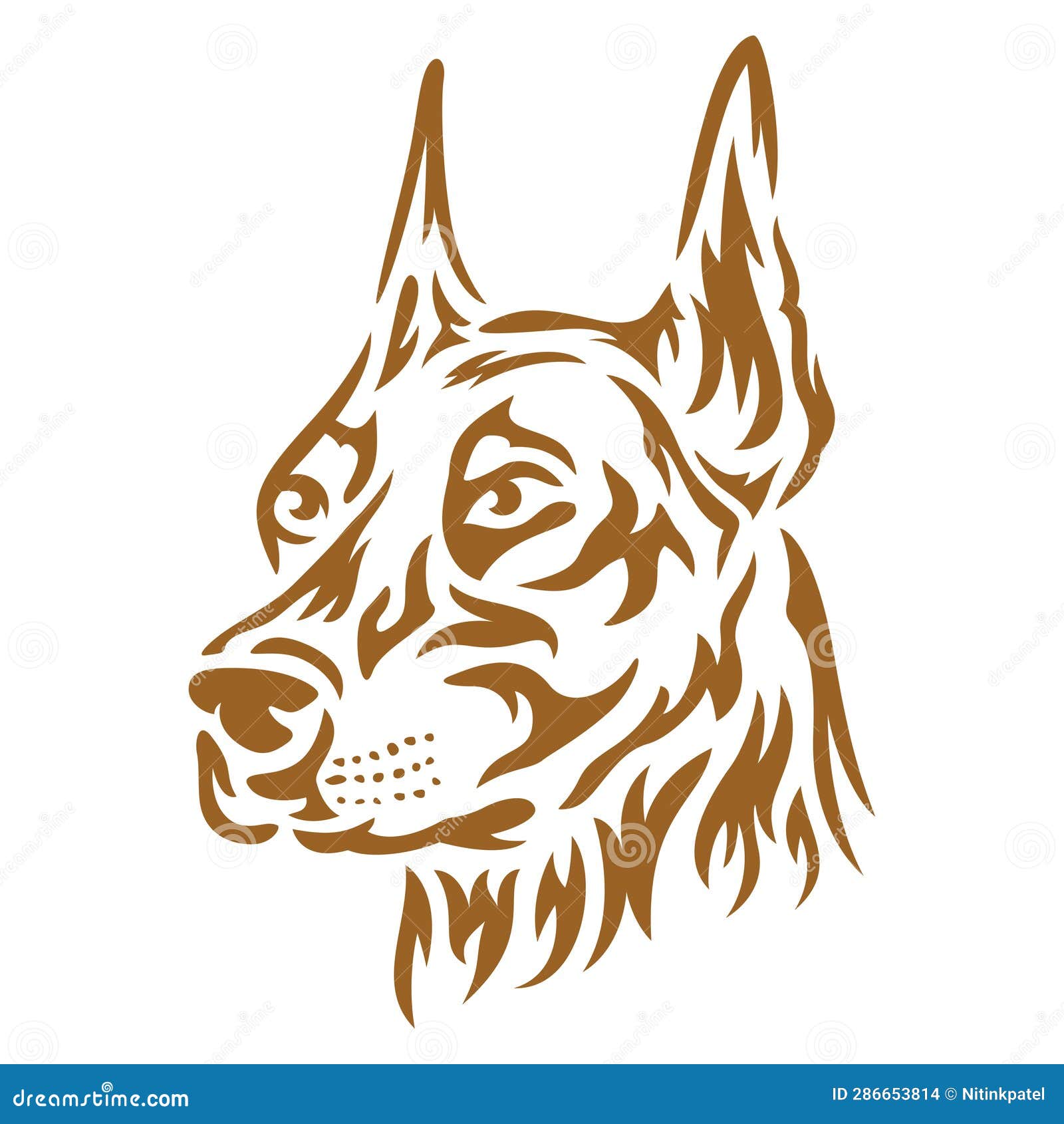 doberman pinscher dog face printable stencil art