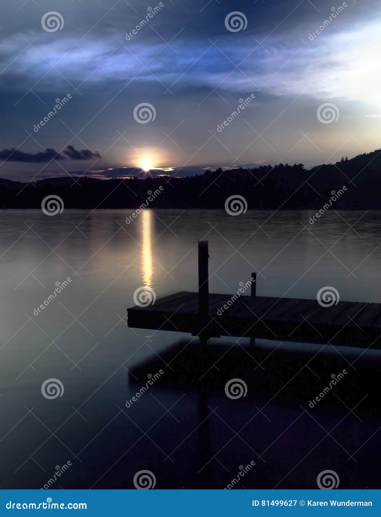 Dock On Lake At Sunset Stock Image Image Of Reflection 81499627