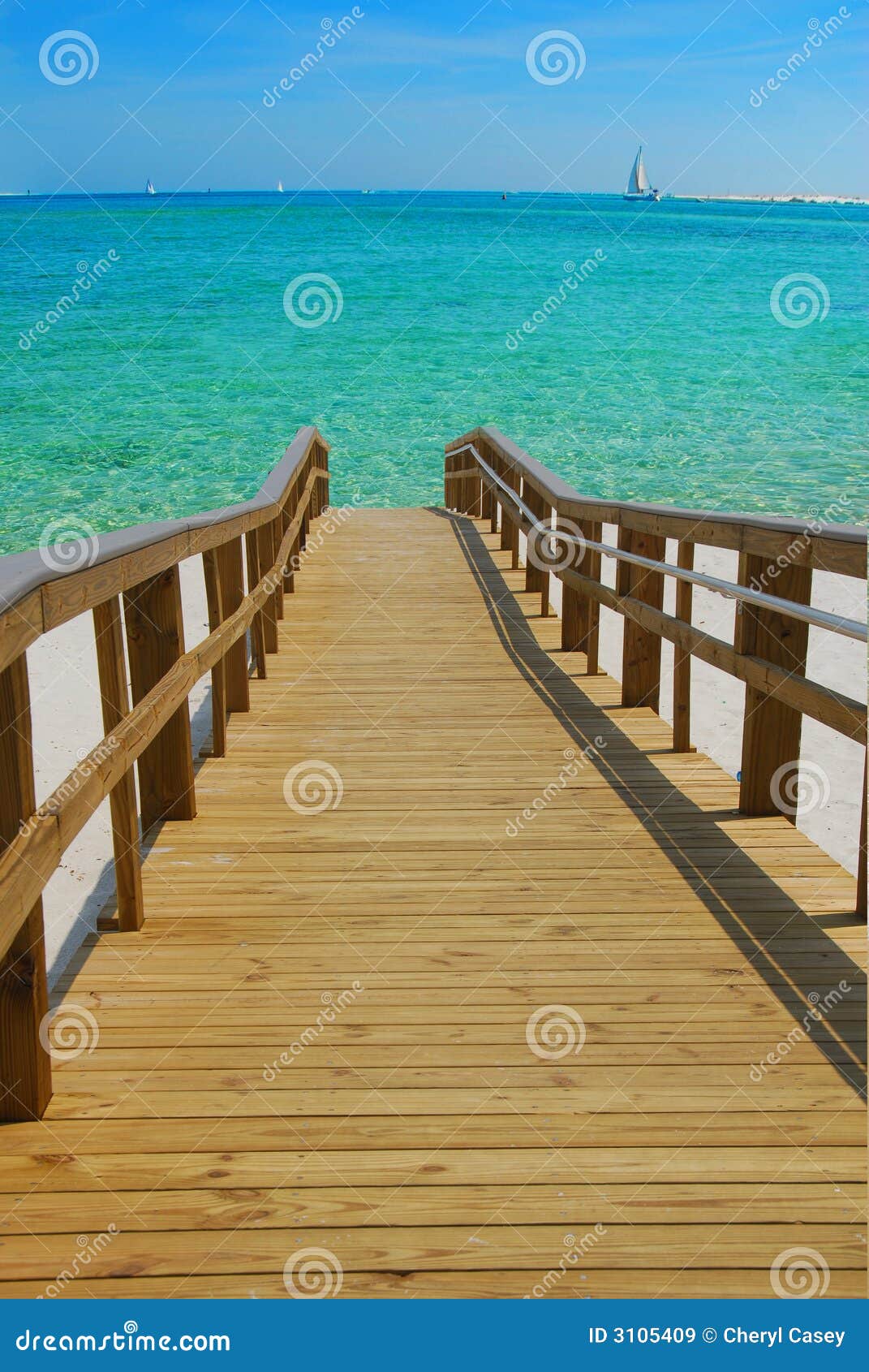 Dock and Sailboat at Ocean stock image. Image of boat ...