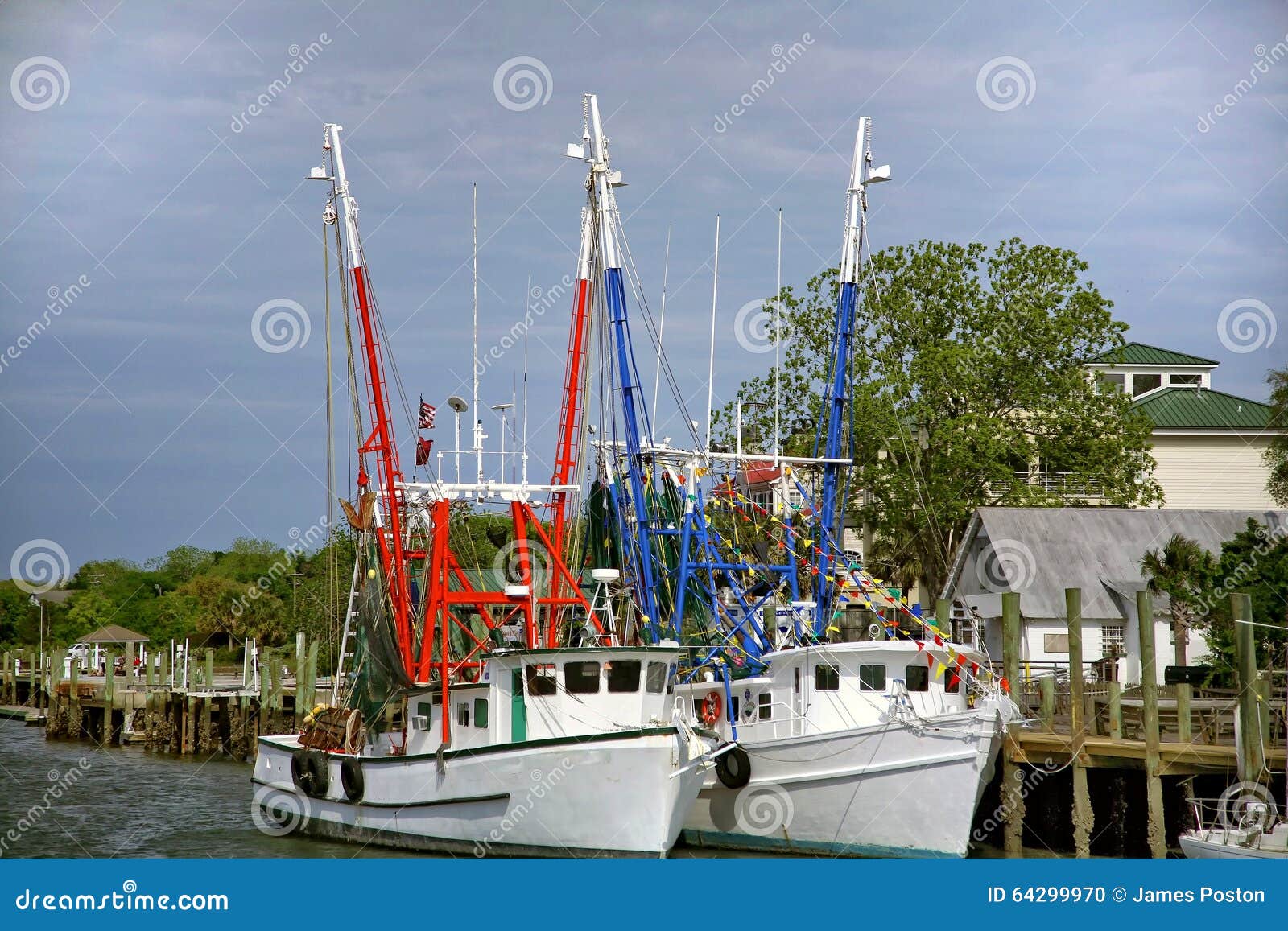 docked shrimp boats