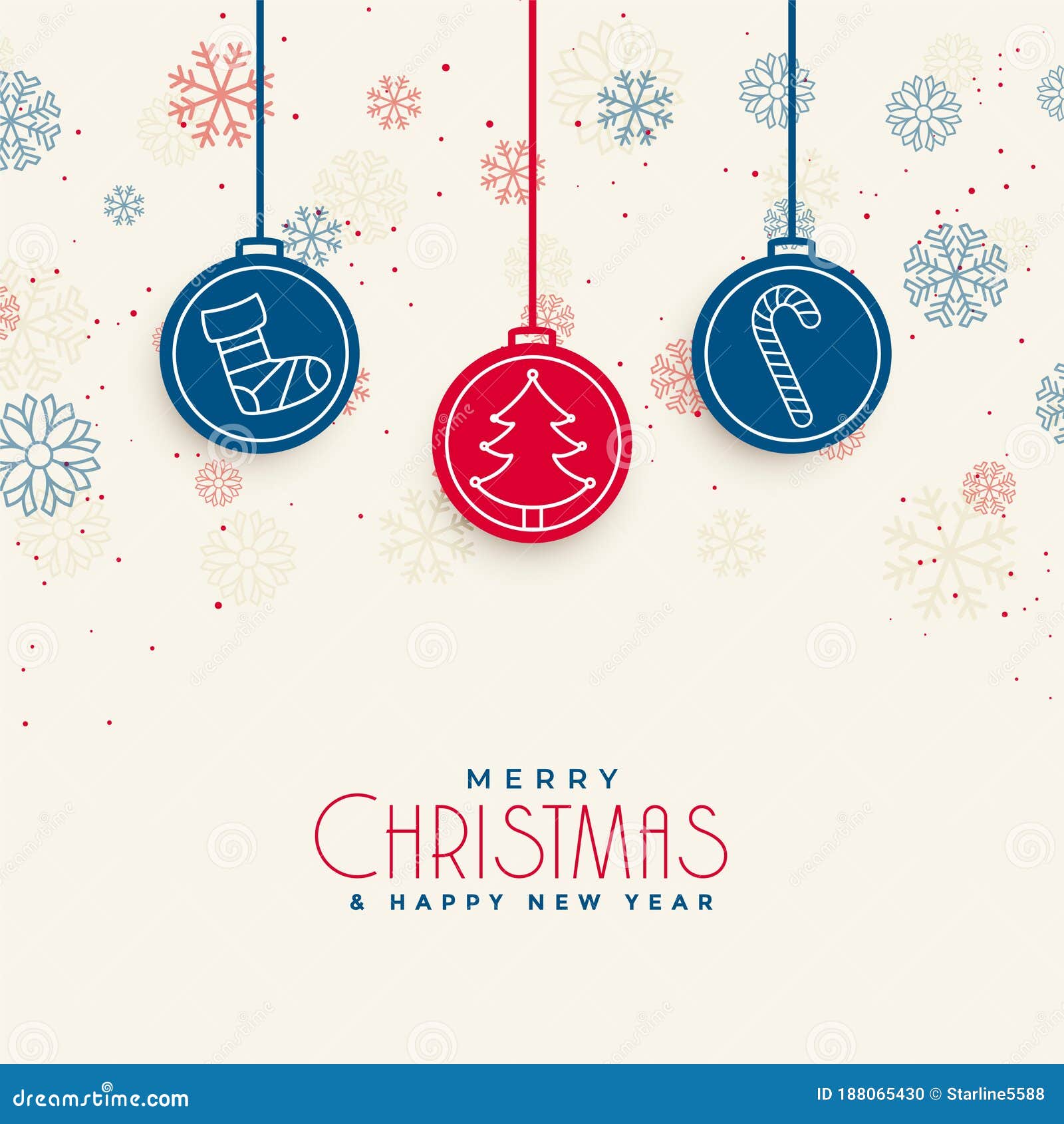 Docrative Merry Christmas Card Design with Xmas Elements Stock Vector