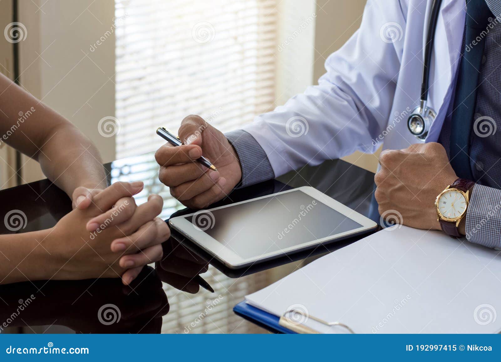 doctor man or physician talking to patient