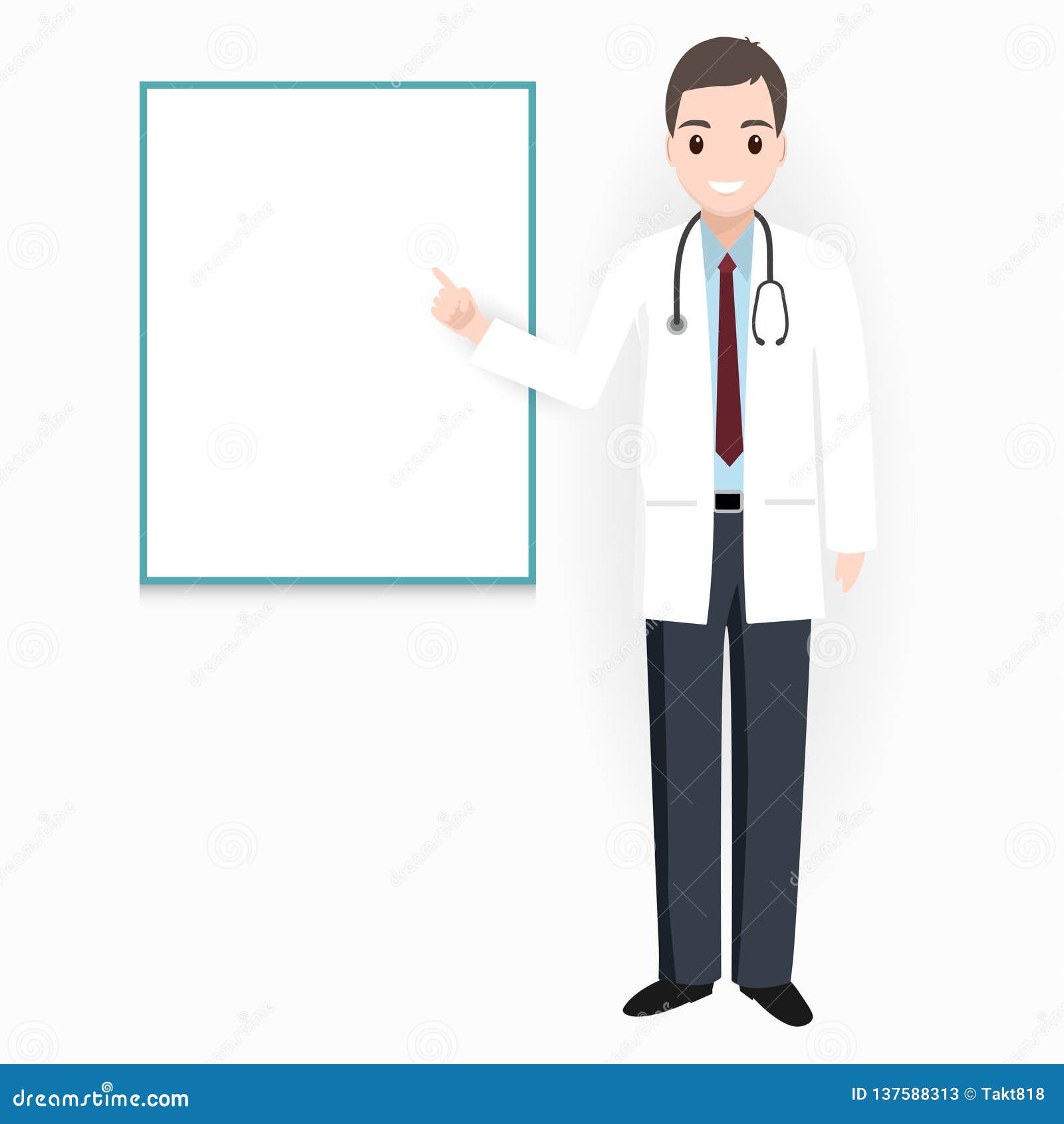 doctor with billboard adn medical presentation icon