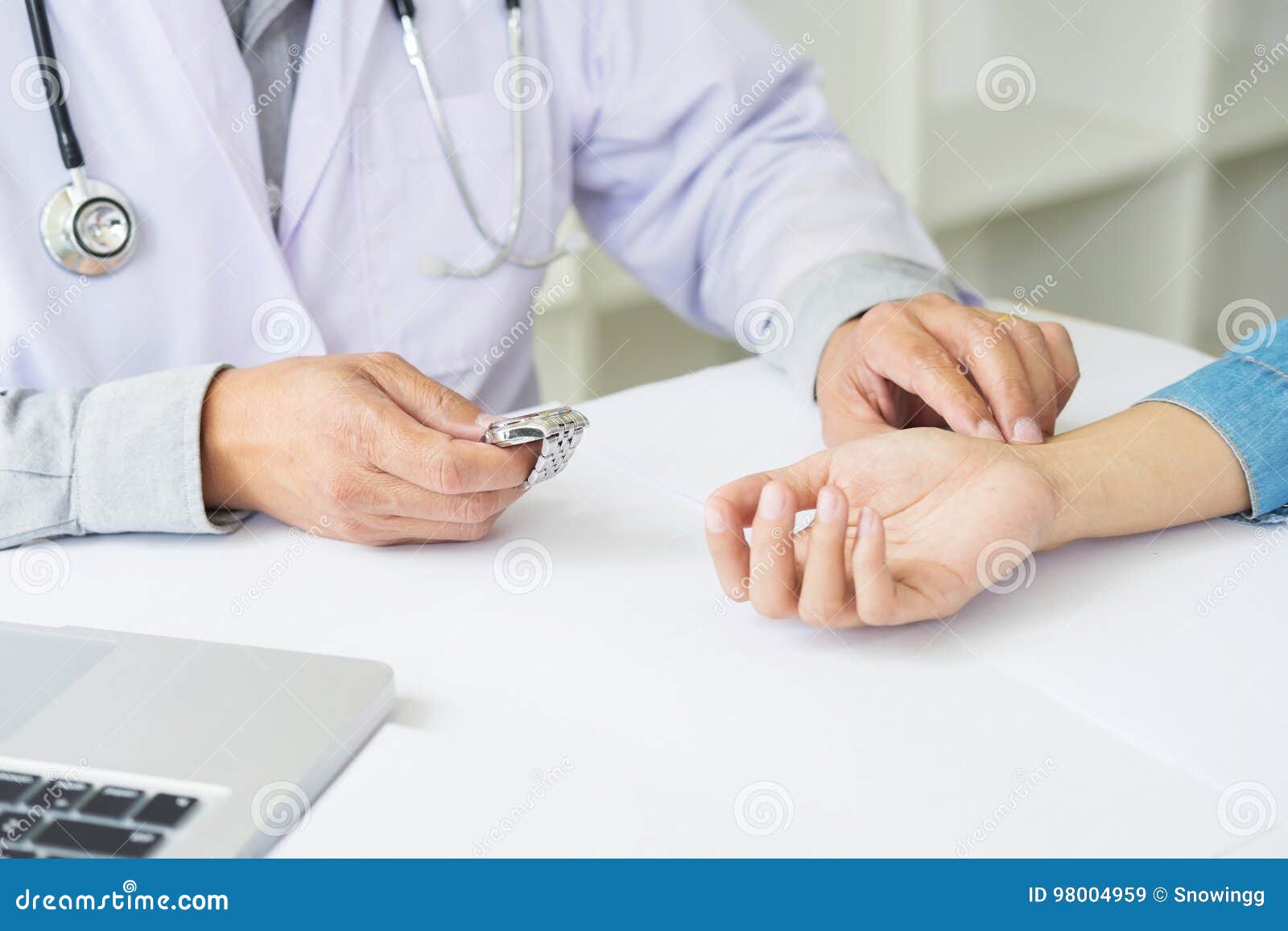 Doctor Checking Patient Heart Rate Pulse Stock Image Image of