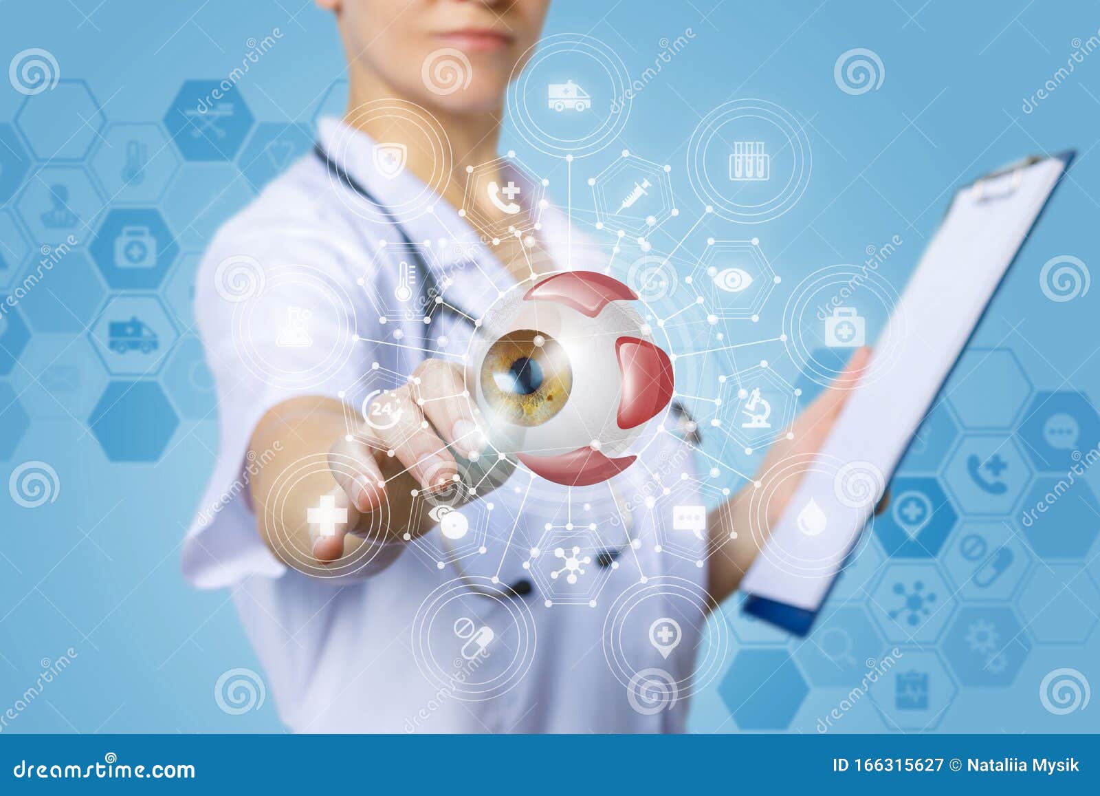 The Doctor Clicks the Eye Model Stock Image Image of background