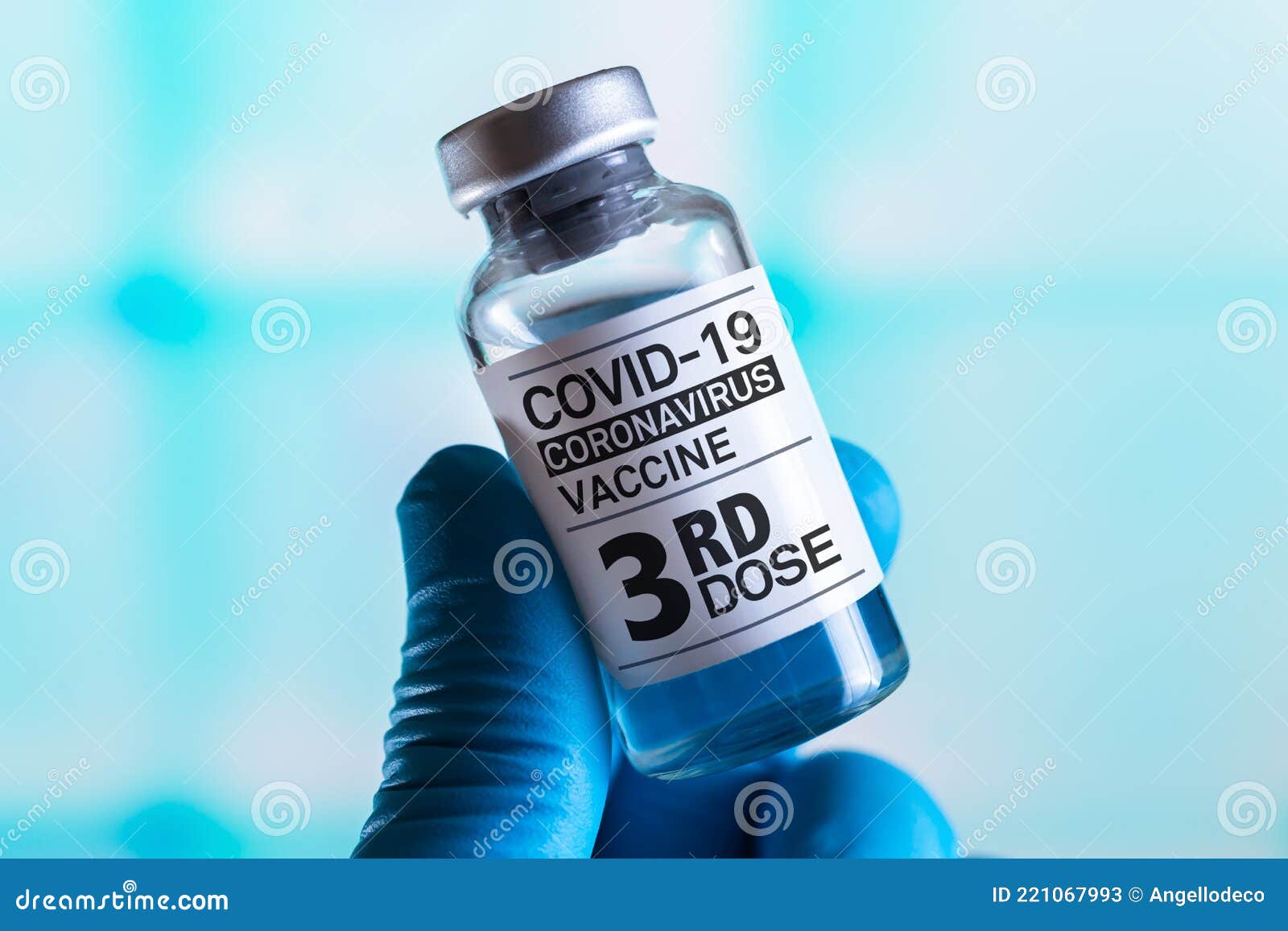 covid-19 vaccine vial for vaccination tagged with 3rd dose