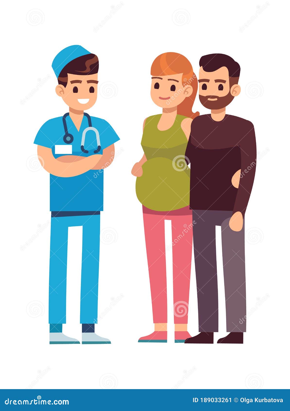 Doctor and Couple. Pregnant Woman and Husband Talking with Physician in  Hospital, Medical Examination in Clinic Stock Vector - Illustration of  cartoon, husband: 189033261
