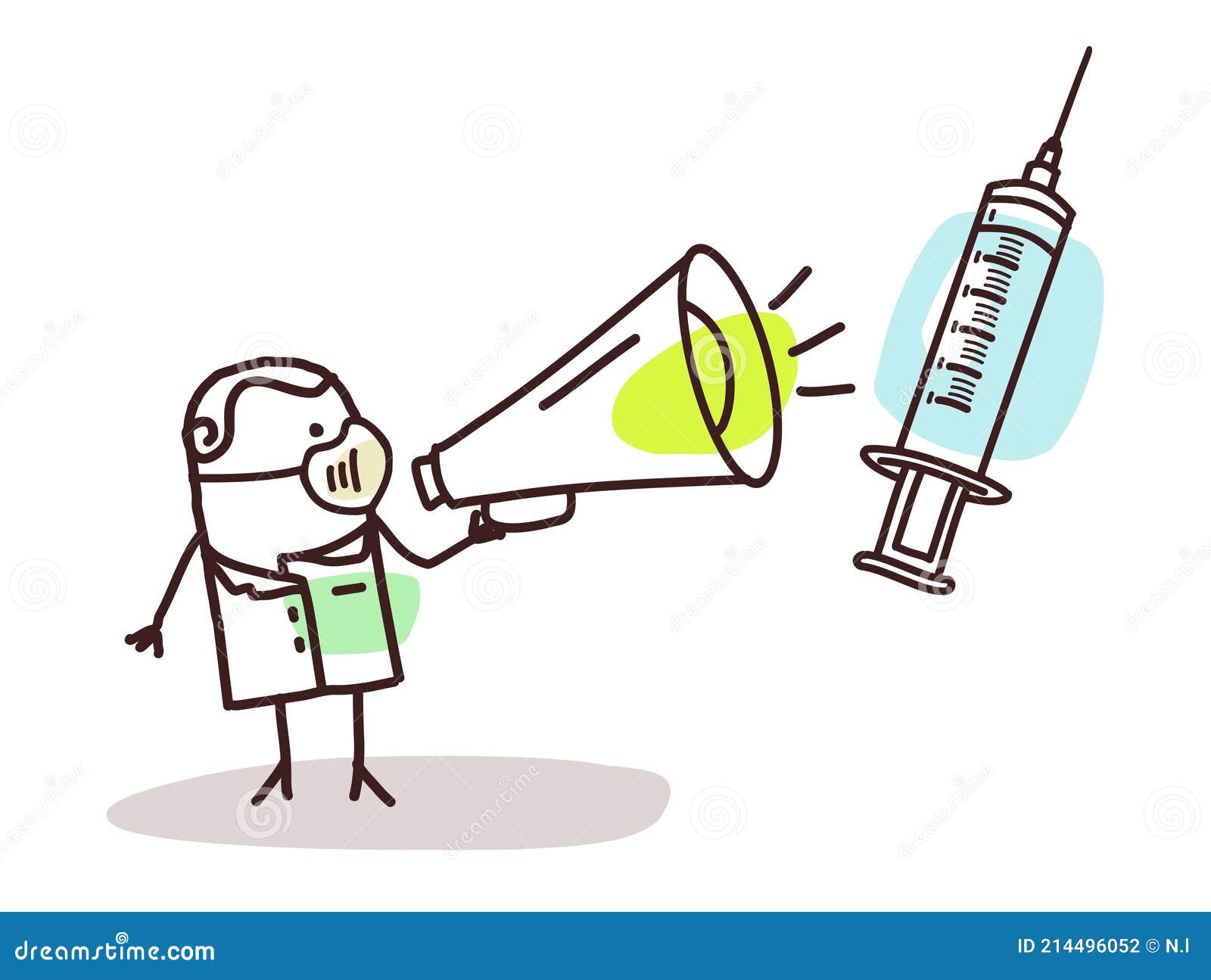 Doctor De Dibujos Animados Con Megáfono Dando Información De Vacunas  Ilustración del Vector - Ilustración de vector, mensaje: 214496052