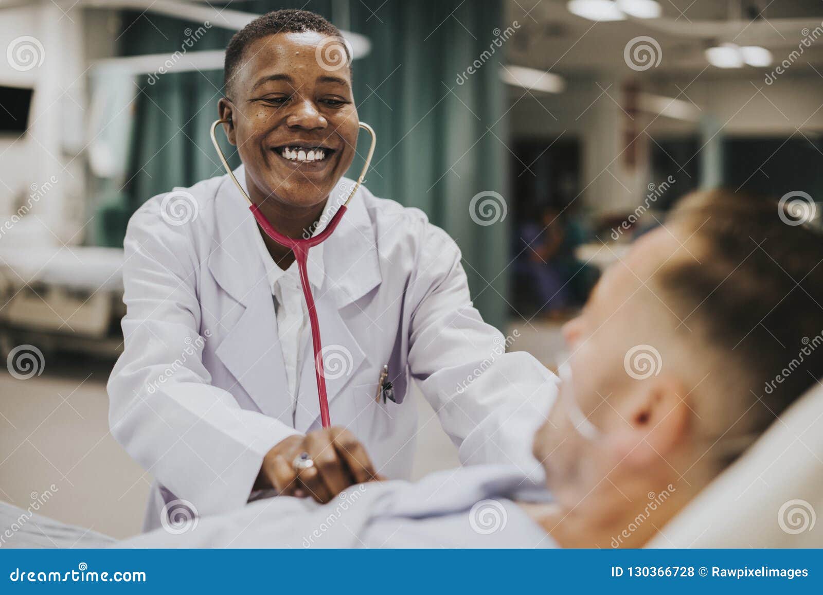 doctor doing a checkup on a hospitalized patient