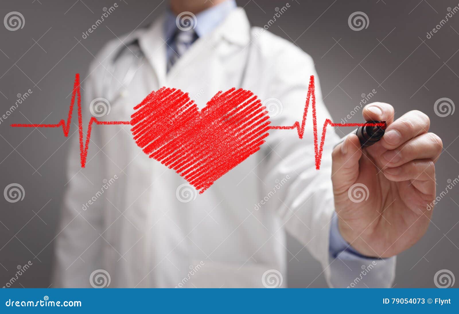 doctor drawing ecg heartbeat chart