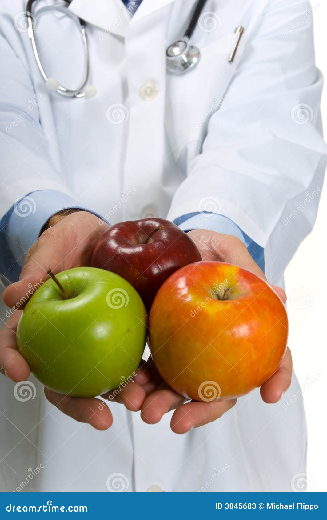 Doctor encouraging Apples stock image. Image of supplies 3045683