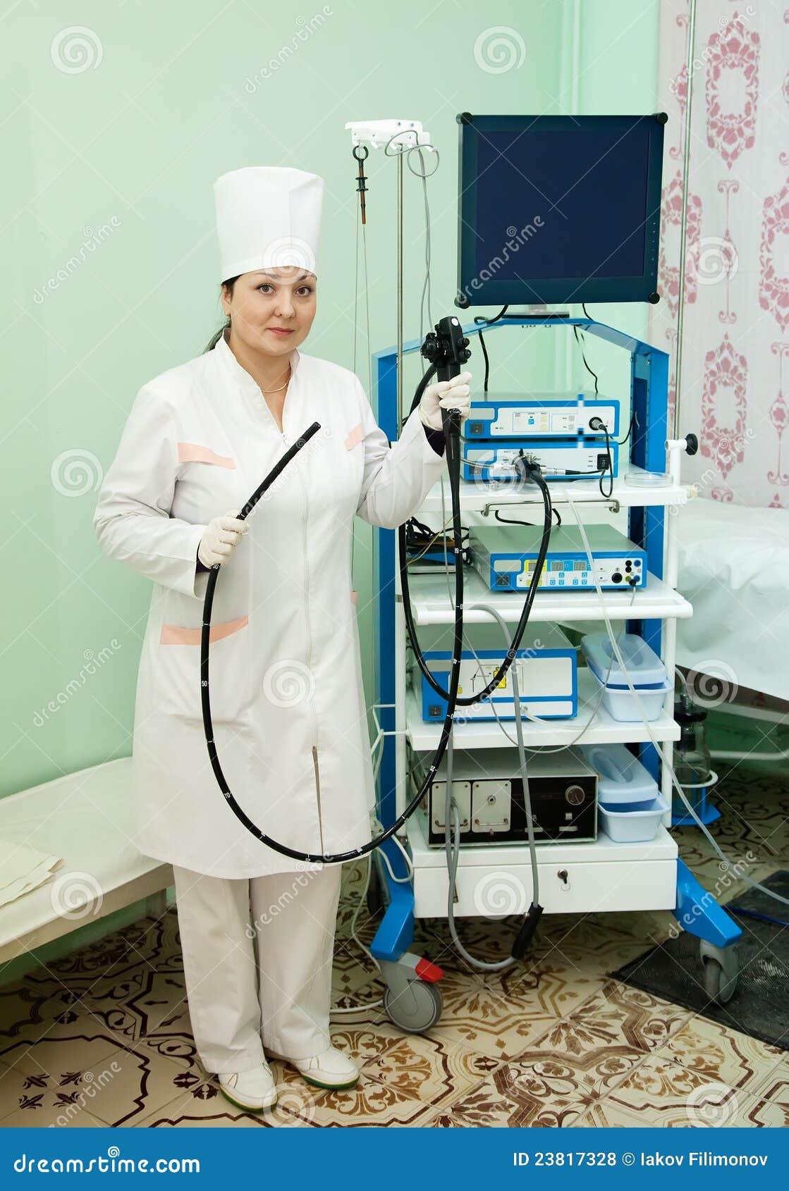 Doctor with Endoscope in Clinic Stock Photo Image of examination